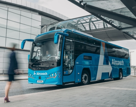 Image of an Aircoach at Dublin Airport